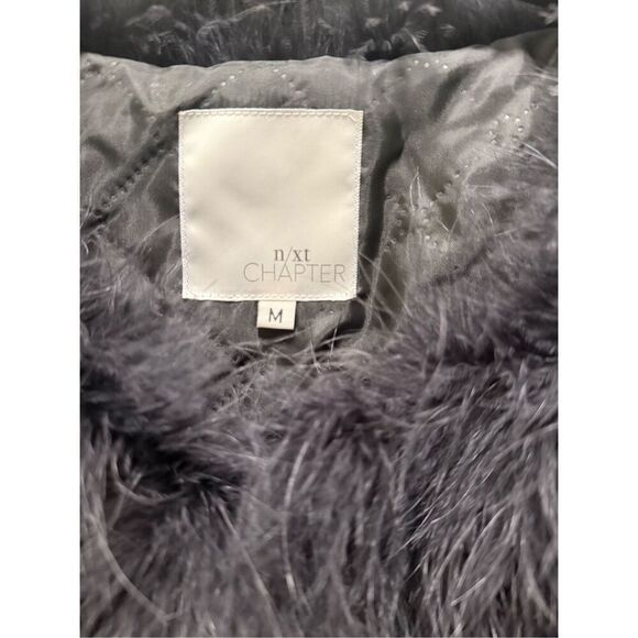 Next Chapter Real Ostrich Feather Fur Coat in Dark Grey Winter Travel size M NWT - Picture 5 of 6